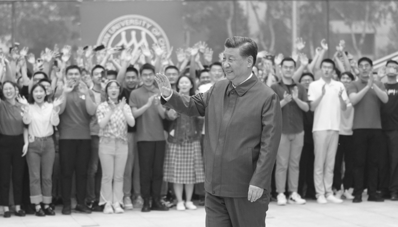Chinese President Xi Jinping during a visit to Renmin University of China in Beijing on 25 April 2022. 