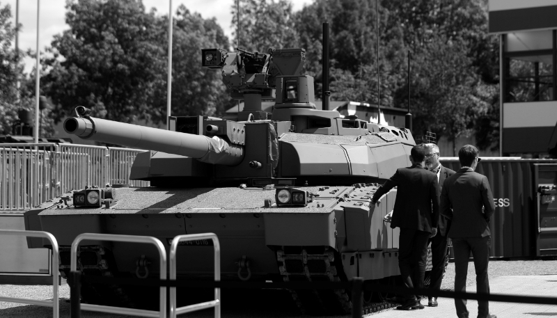 A Leclerc XLR tank from KNDS France (ex-Nexter) on display at the Eurosatory defence show in Villepinte, France, in 2022.