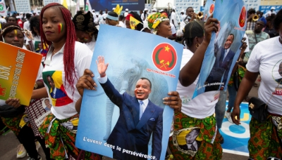 A rally in support of the re-election of Denis Sassou-Nguesso, Brazzaville, 19 March 2021.