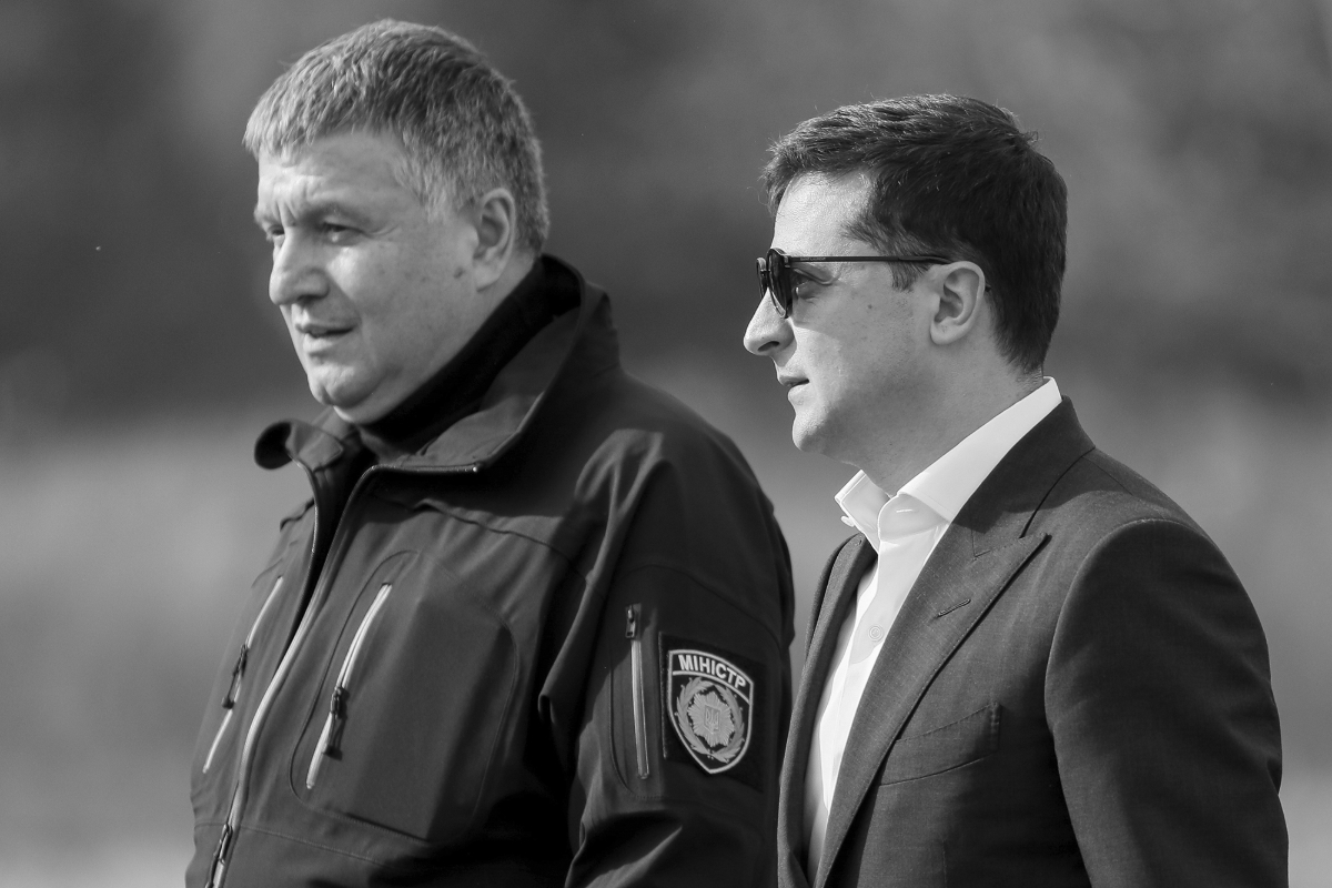 Ukrainian Interior Minister Arsen Avakov and President Volodymyr Zelenskiy.