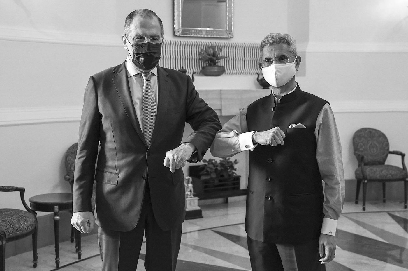 Russian Foreign Minister Sergey Lavrov and his Indian counterpart Subrahmanyam Jaishankar.