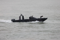 A UES P38 speedboat used by BAE to test its 'Nautomate' system which turns ordinary vessels into drones, in Portsmouth, on 15 February 2024.