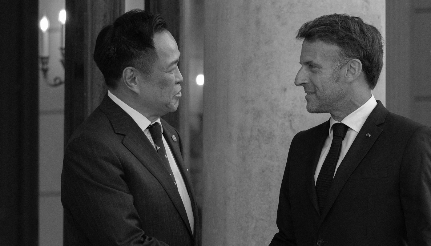 French President Emmanuel Macron with Thai PM Anutin Charnvirakul, at the Elysée Palace in Paris, on 25 May 2026.