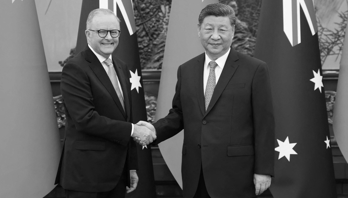 Australian Prime Minister Anthony Albanese and Chinese President Xi Jinping, on 15 July 2025 in Beijing.