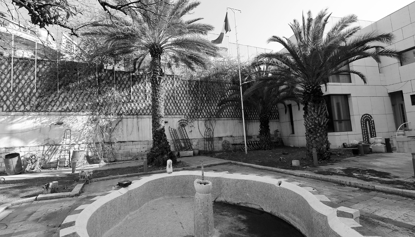 The French flag flies in the courtyard of France's embassy complex in Damascus on 3 January 2025.