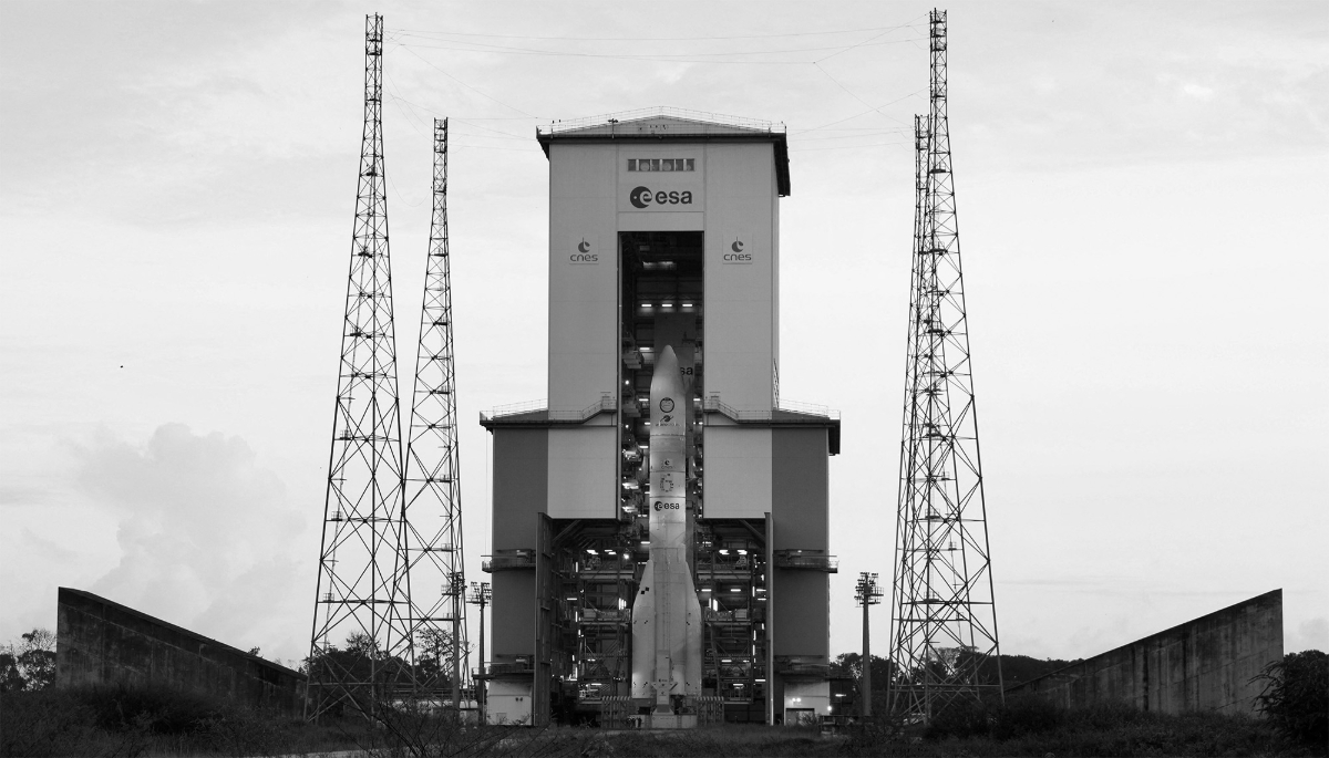The European Space Agency's (ESA) Ariane 6 rocket before its first launch from the Kourou space centre in French Guiana on 9 July 2024.