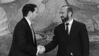 US Secretary of State Marco Rubio shakes hands with Armenian Foreign Minister Ararat Mirzoyan in Yerevan, on 26 May 2026.