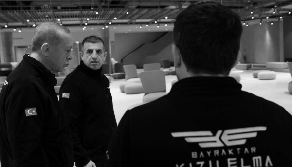 Turkish President Recep Tayyip Erdogan visiting the Bayraktar National Technology Center, in Istanbul, Turkey, on 26 March 2023. 