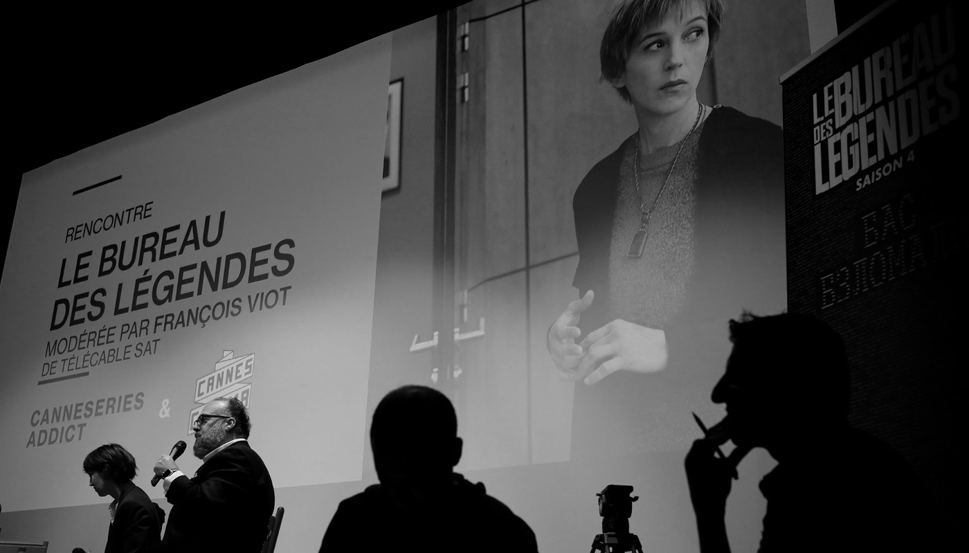 Producer Alex Berger at an event focused on the French TV series, Le Bureau des Légendes, 7 April 2018.