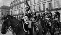 Members of the Republican Guard cavalry regiment near the Louvre district in Paris, on 29 June 2026.