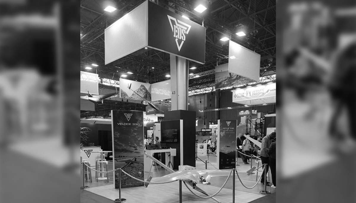 The EOS Technologie stand at the Eurosatory 2026 trade fair, which took place at Villepinte, France, from 15 to 19 June.