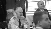 Dutch Lieutenant General Michiel van der Laan (left), Director General of the EU Military Staff, meets with European Union military commanders in Germany, 27 November 2025.