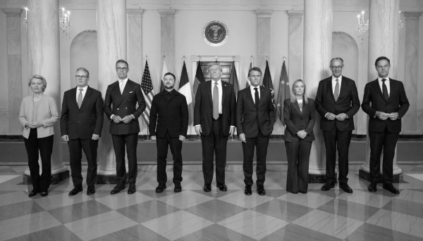 European leaders with US President Donald Trump and Ukrainian President Volodymyr Zelensky at the White House in Washington, US.