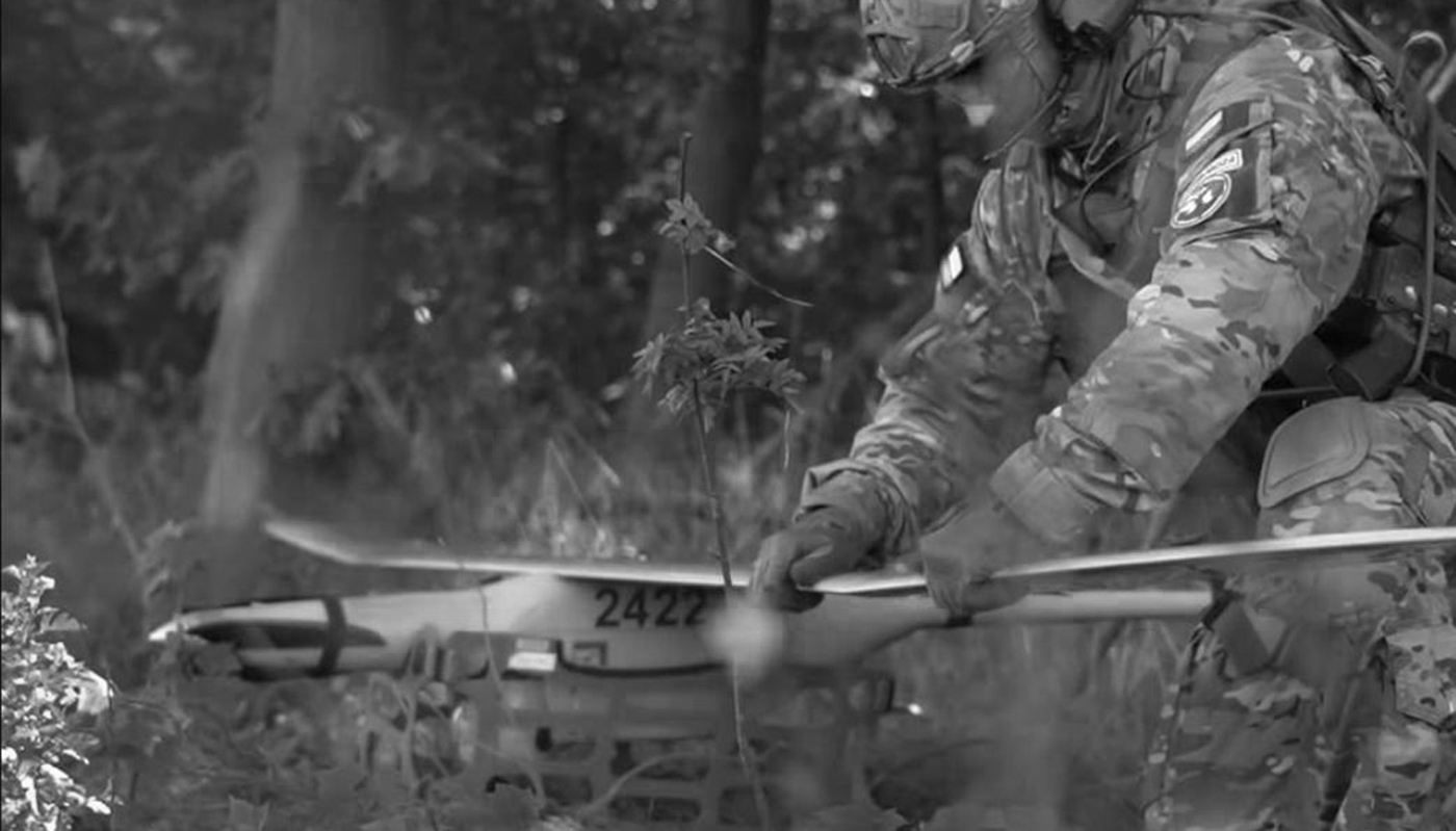 A drone operator from the Polish naval commando unit Formoza deploys a FlyEye ISR tactical drone from Polish manufacturer WB Electronics.