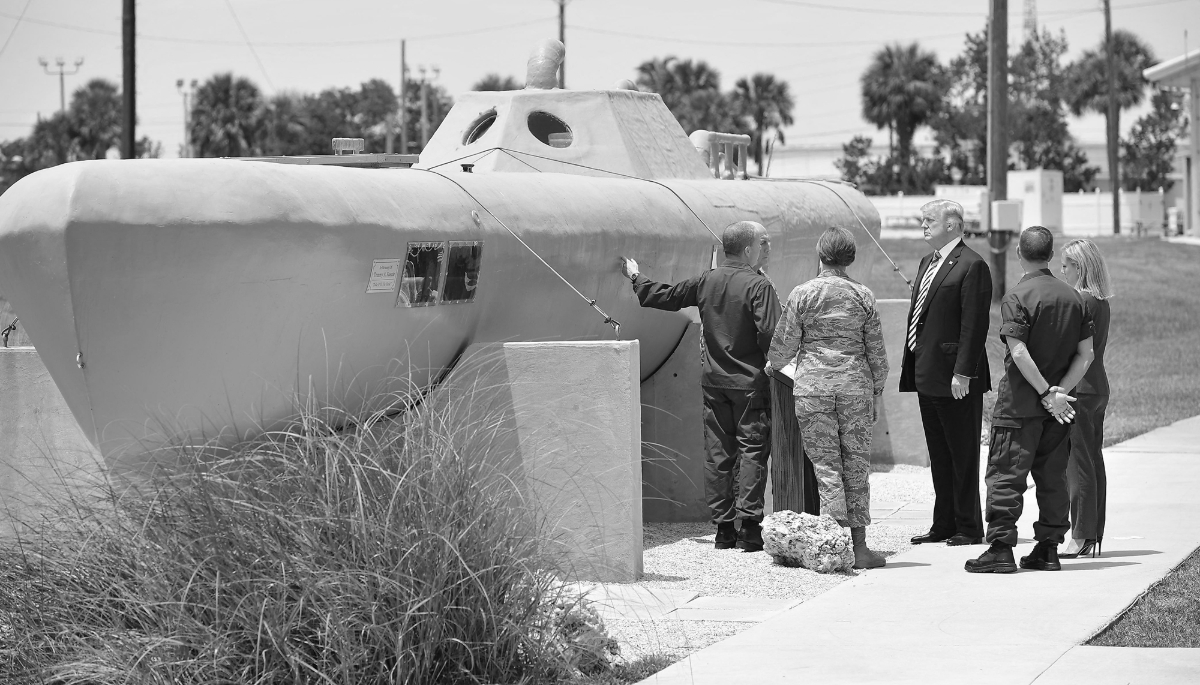 US President Donald Trump at the Joint Interagency Task Force South, at the Naval Air Station Key West in Florida on 19 April 2018.