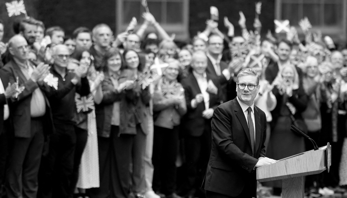 Labour leader and incoming Prime Minister Keir Starmer speaks to the media as he enters 10 Downing Street following Labour's election victory on 5 July 2024 in London, England. 