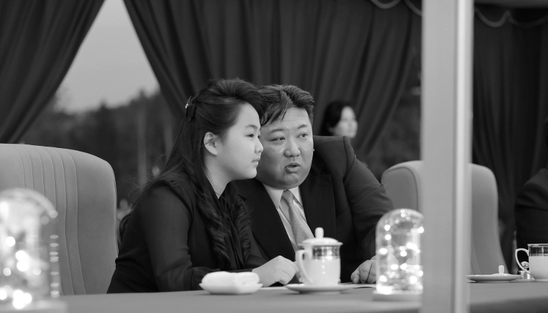 North Korean leader Kim Jong-un and his (possibly) youngest daughter, Kim Ju-ae, Pyongyang, 15 May 2024.