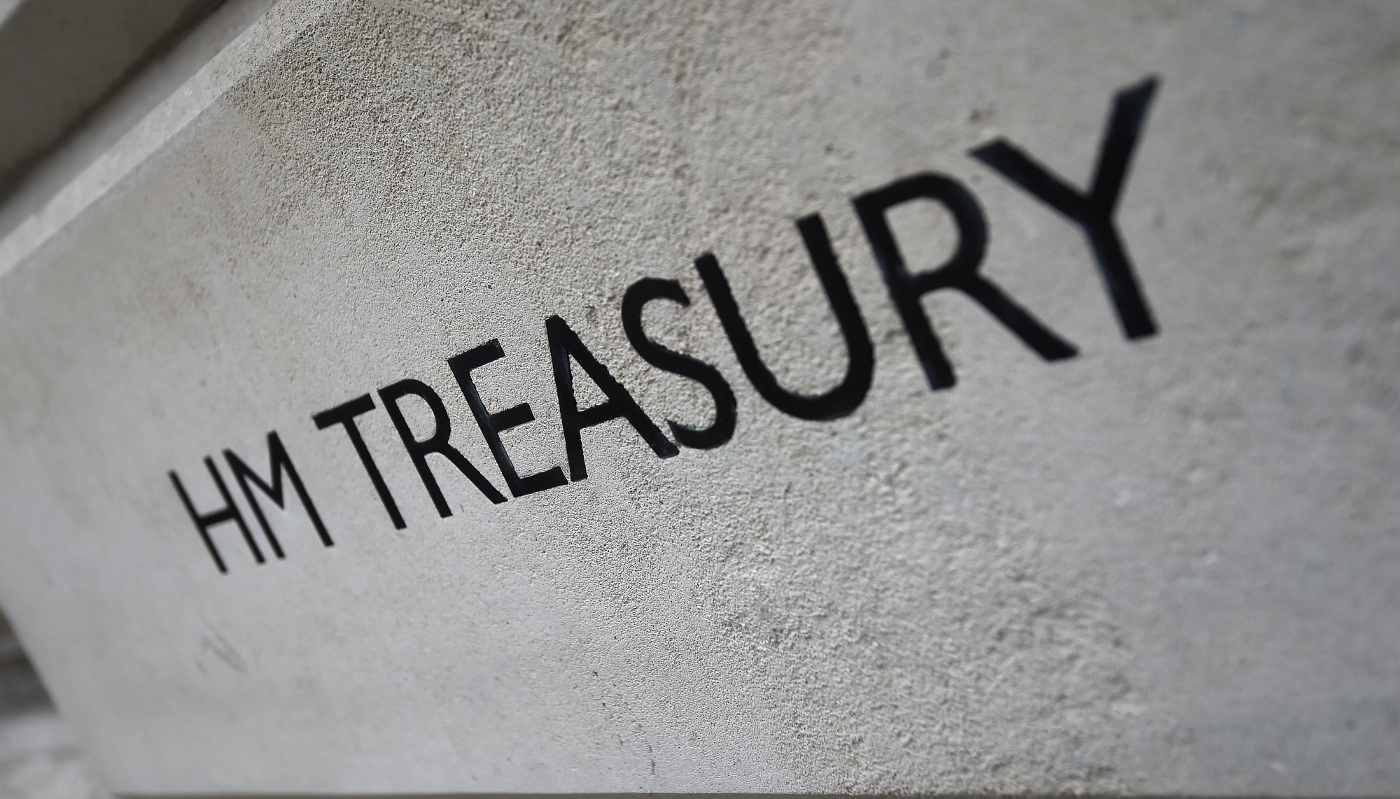 The British Treasury headquarters in London.