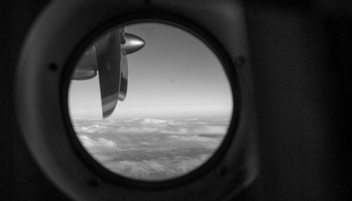 Aerial view from inside a C-130 Hercules. The CIA is trying to discreetly acquire this type of aircraft to operate in the Middle East.