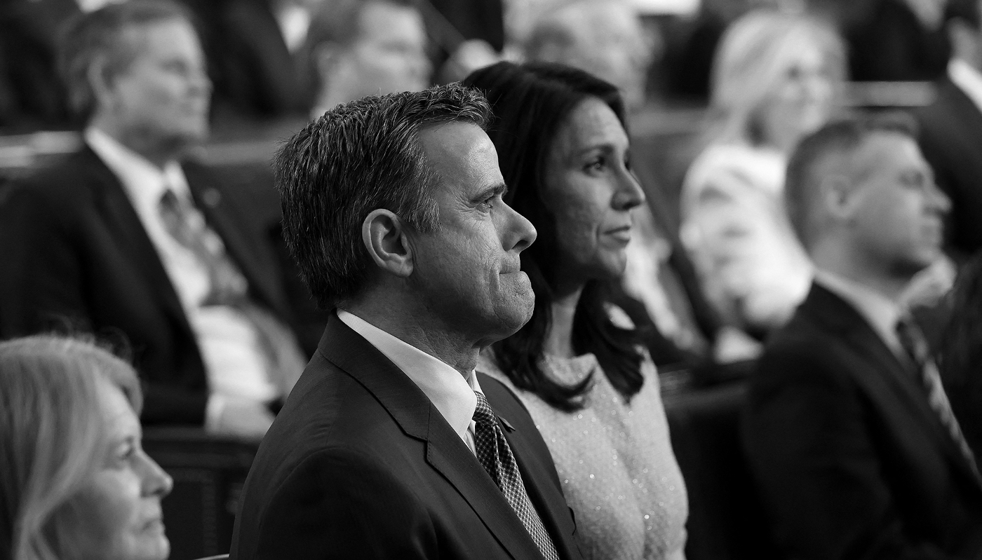 CIA Director John Ratcliffe (L) and US Director of National Intelligence Tulsi Gabbard at the US Capitol in Washington, DC, on 4 March 2025.