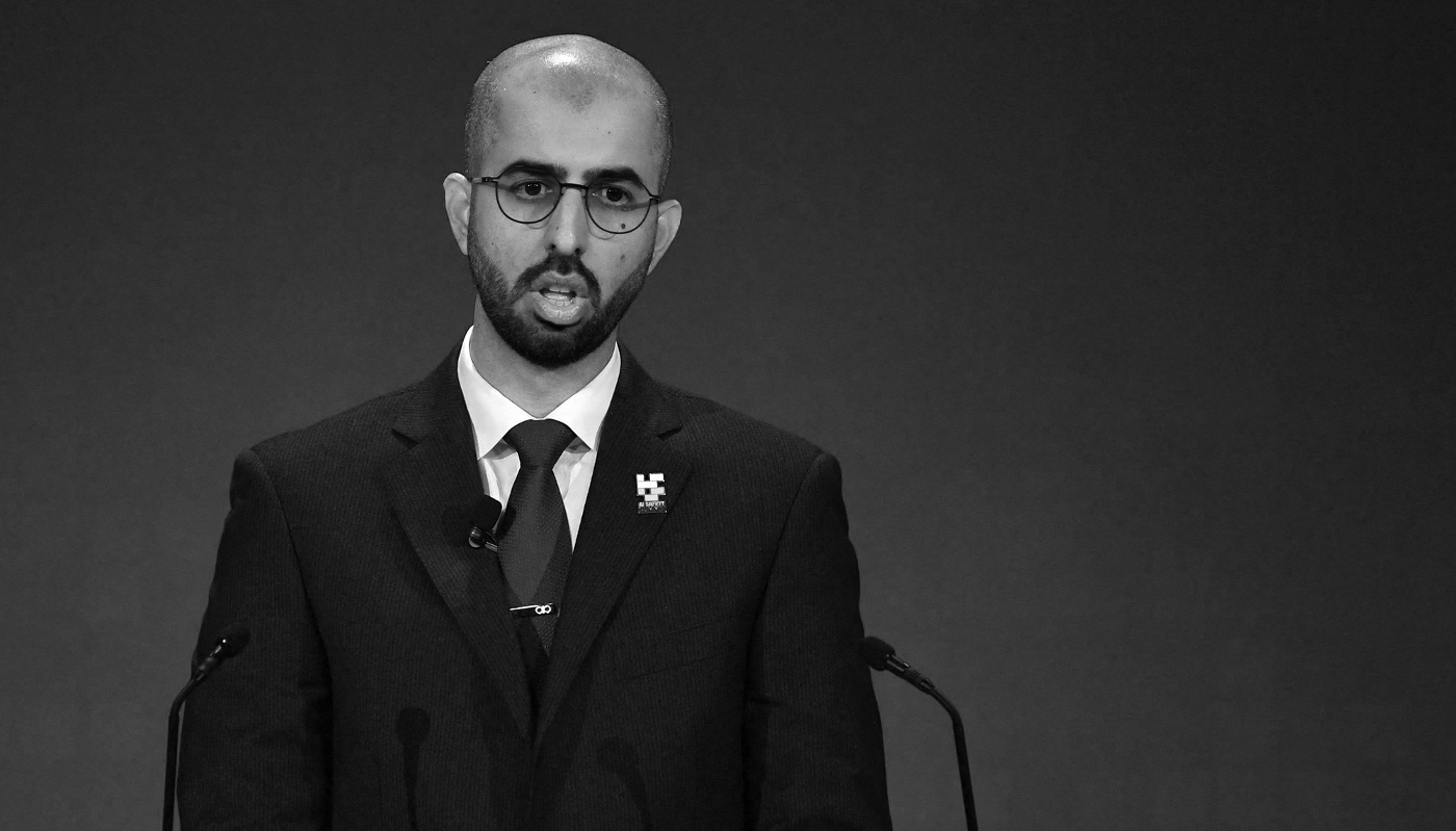 United Arab Emirates' Minister for Artificial Intelligence Omar Sultan al Olama speaks at the AI Safety Summit 2023 at Bletchley Park in Bletchley, United Kingdom, 1 November 2023.