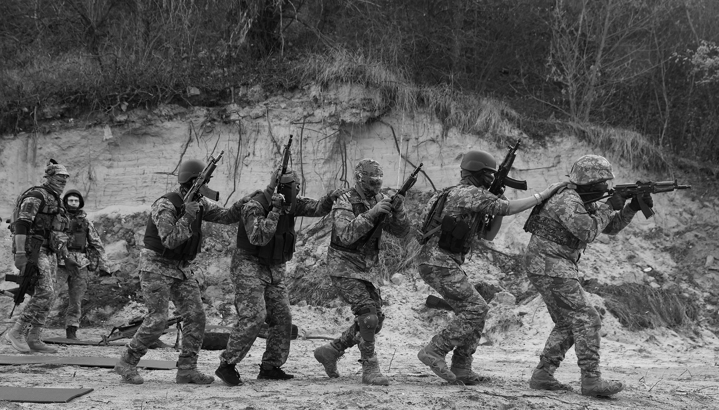 International Ukrainian Legion volunteers in training near Kyiv on 24 October 2023.