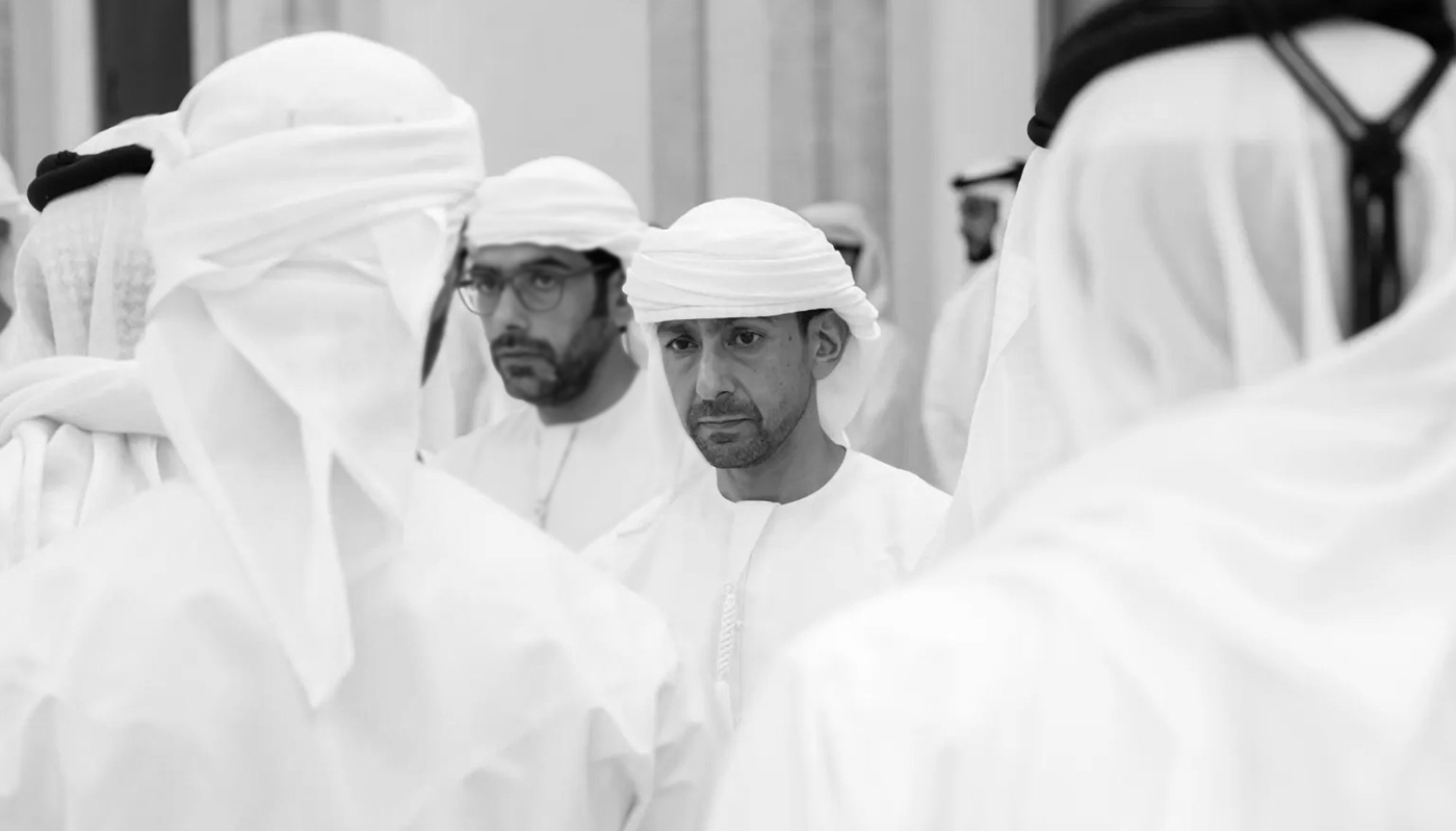 Mohammed bin Tahnoon bin Mohammed al-Nahyan at the funeral of his father Tahnoon bin Mohammed al-Nahyan on 2 May 2024 in Abu Dhabi.