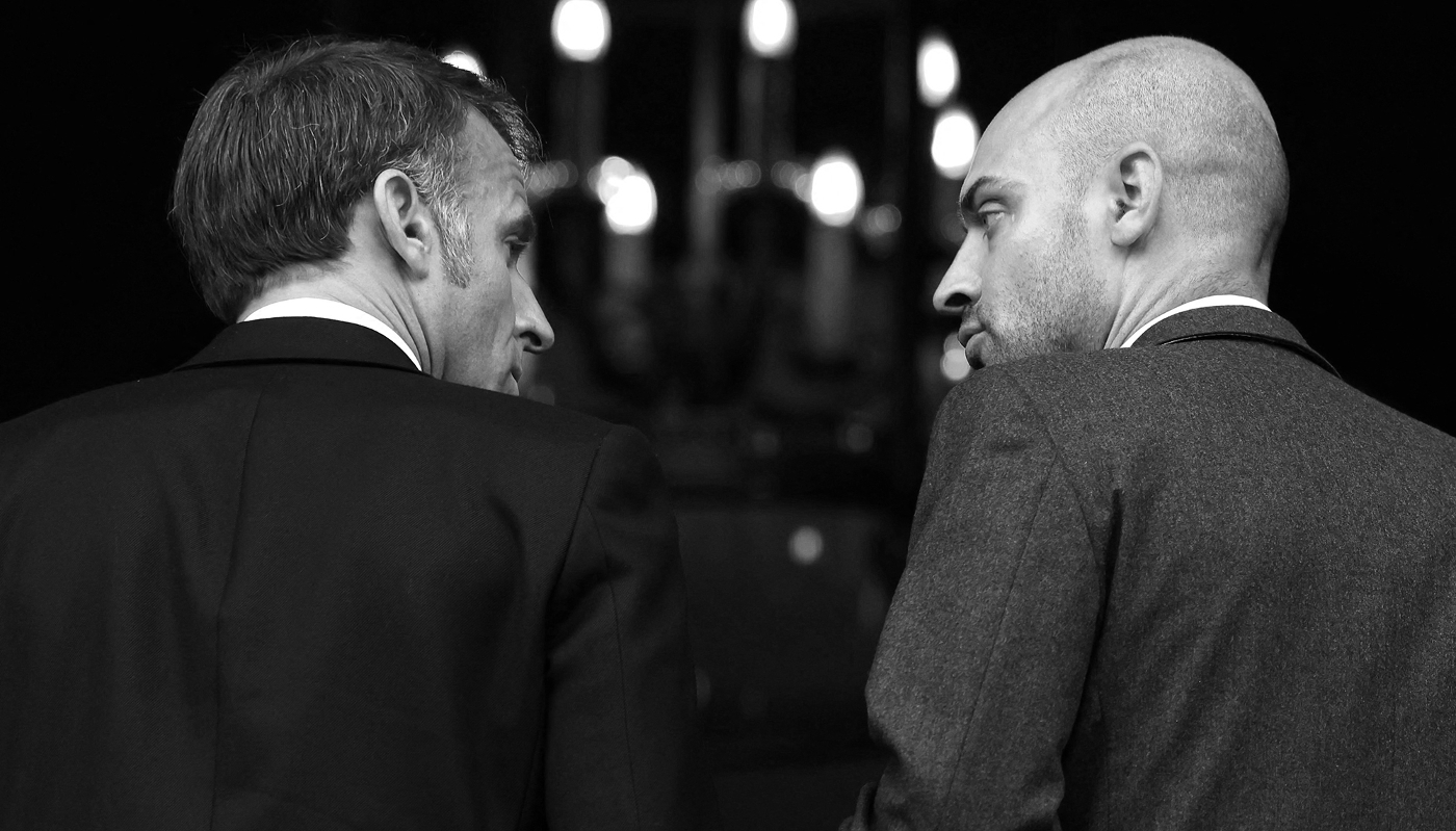French foreign affairs minister Jean-Noël Barrot (right) and President Emmanuel Macron at the Quai d’Orsay in Paris, on 9 October 2025.
