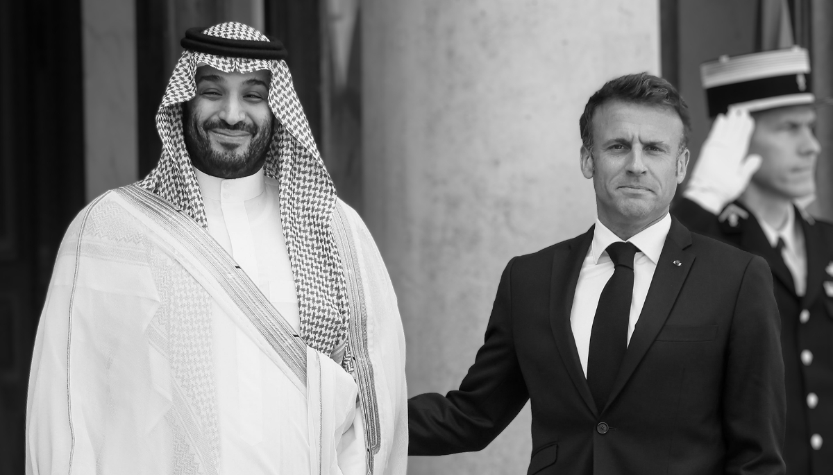 Saudi Crown Prince Mohammed bin Salman and French President Emmanuel Macron in Paris in June 2023.
