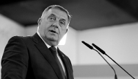 Bosnian Serb leader Milorad Dodik addresses the media after the preliminary results of the general elections were announced in Banja Luka, Bosnia, on 4 October 2026.