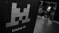 An advertisement for French AI startup Mistral AI displayed inside Grand Central subway station in New York, on 21 May 2026. 