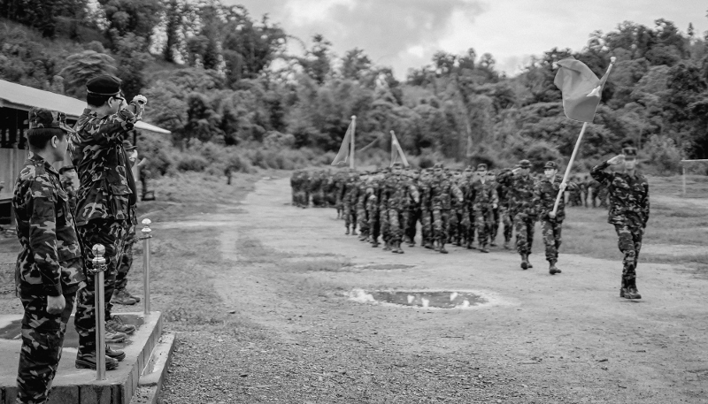 Soldiers from the People's Defence Force (PDF), the armed wing of Myanmar's National Unity Government (photo taken in May 2021).