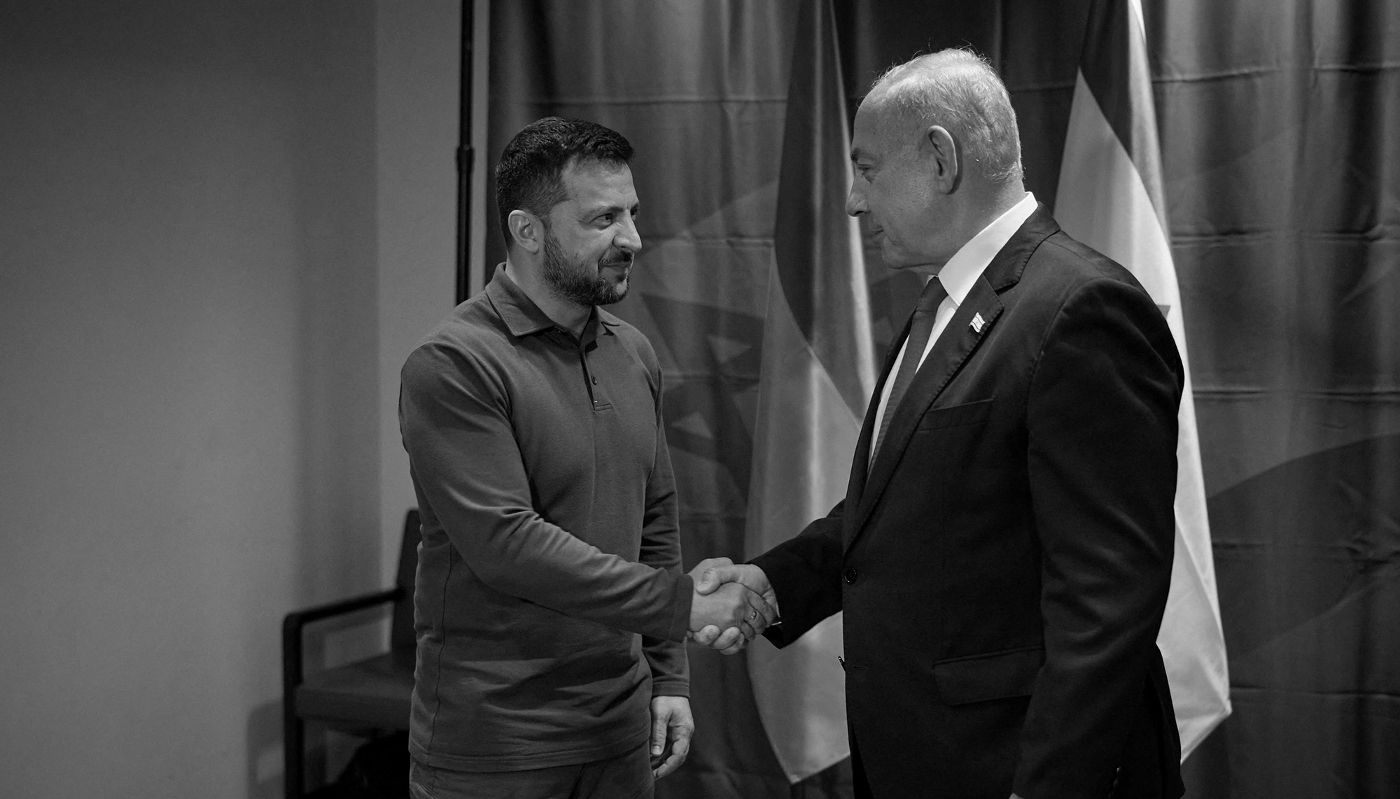 Ukrainian President Volodymyr Zelensky and Israeli Prime Minister Benjamin Netanyahu at the 78th session of the United Nations General Assembly in New York on 19 September 2023.