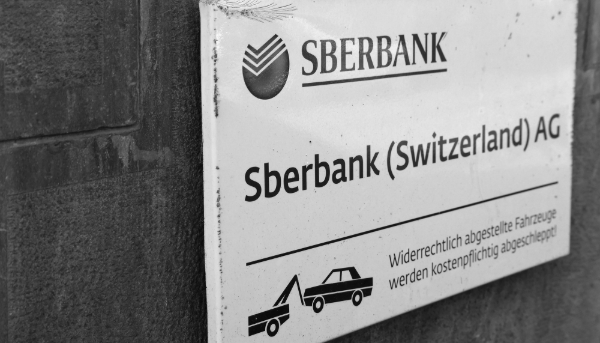 The headquarters of Russia's Sberbank (Switzerland) AG in Zurich's banking district, on 1 March 2022.