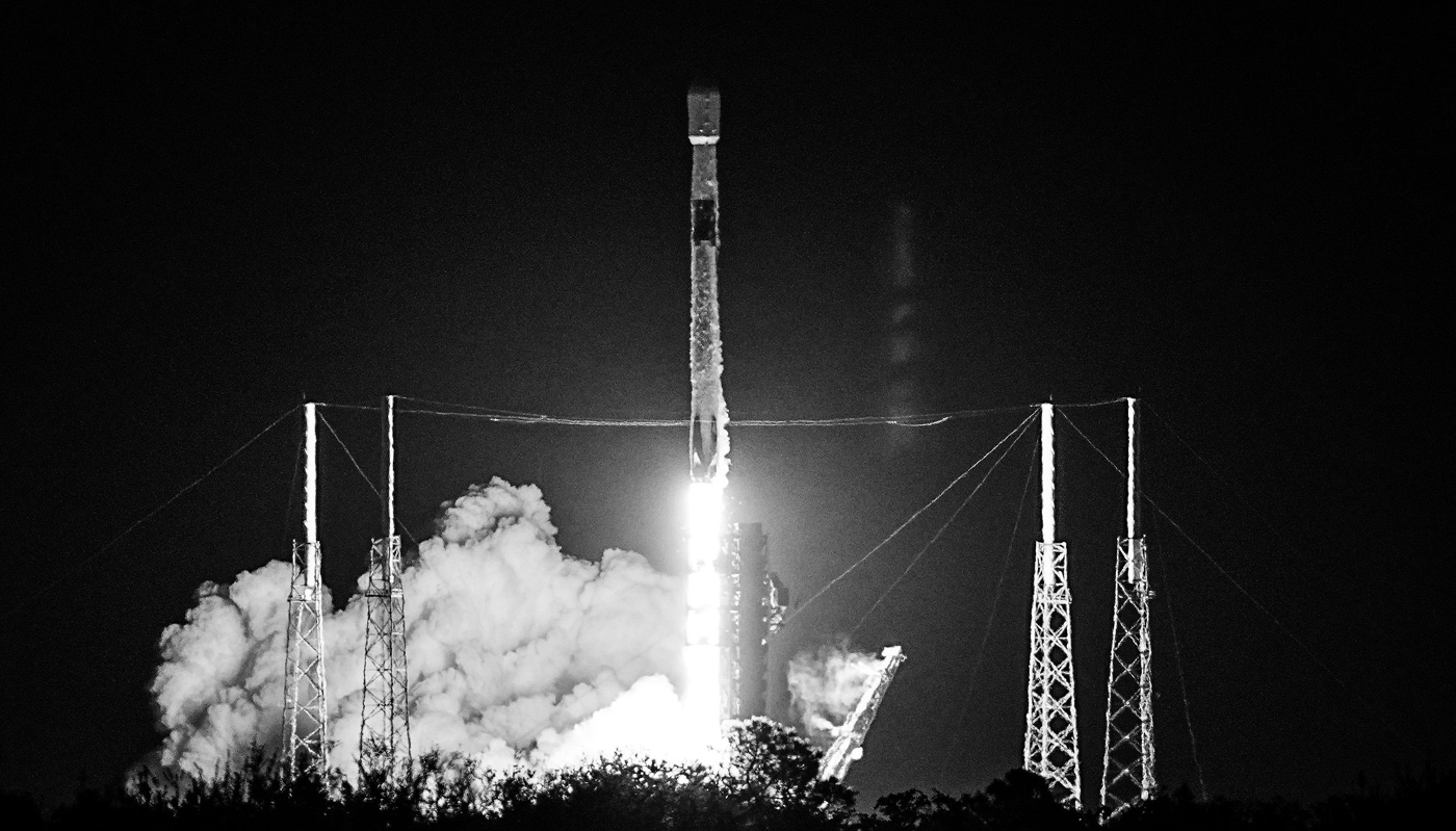 A SpaceX Falcon 9 rocket launching from Cape Canaveral Space Force Station, US, on 2 November 2025.