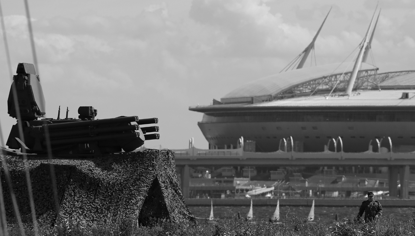 A Pantsir anti-aircraft missile system in Saint Petersburg, Russia.