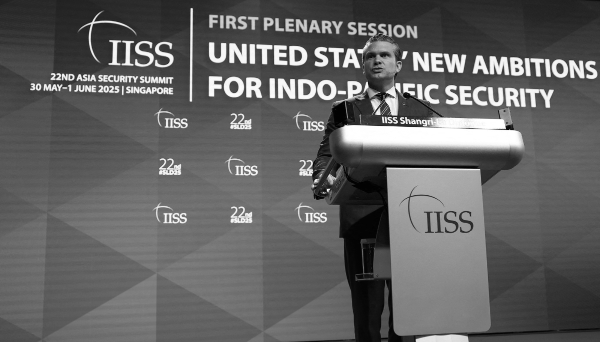 US Defence Secretary Pete Hegseth speaks at the IISS Shangri-La Dialogue security summit in Singapore on 31 May, 2025. 