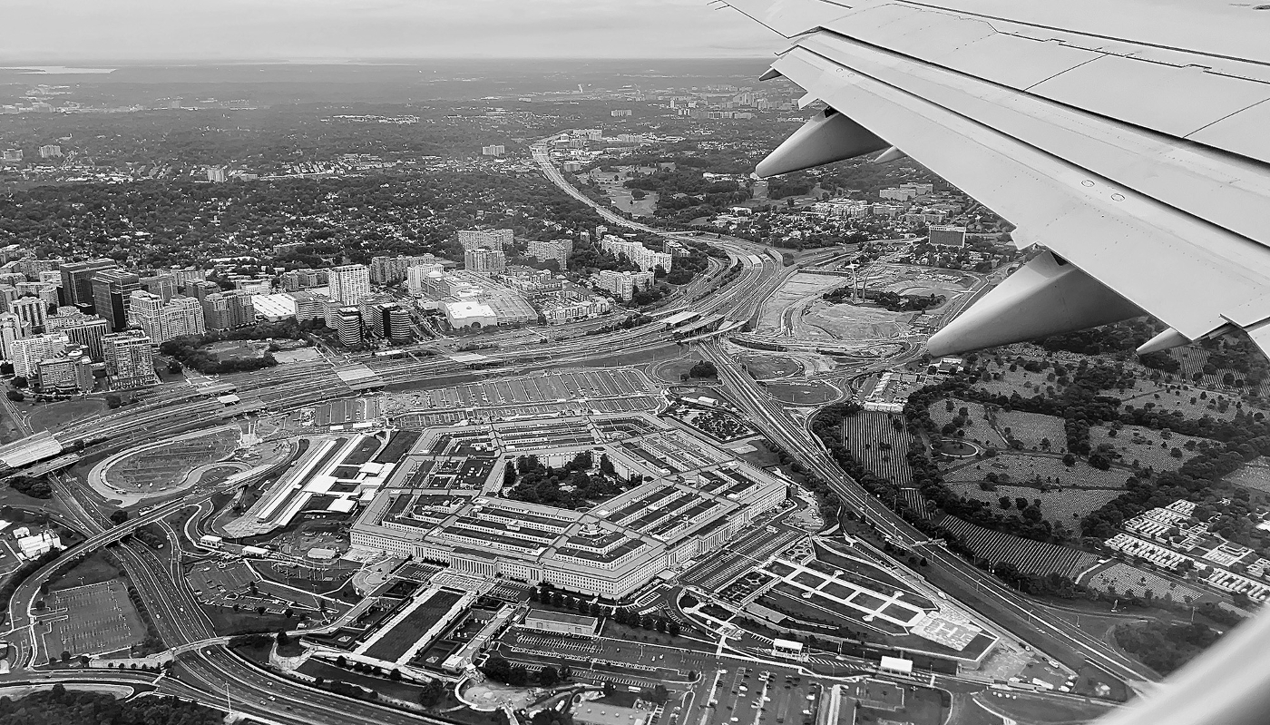 Aerial view of the US Department of Defence headquarters, in Arlington, Virginia.