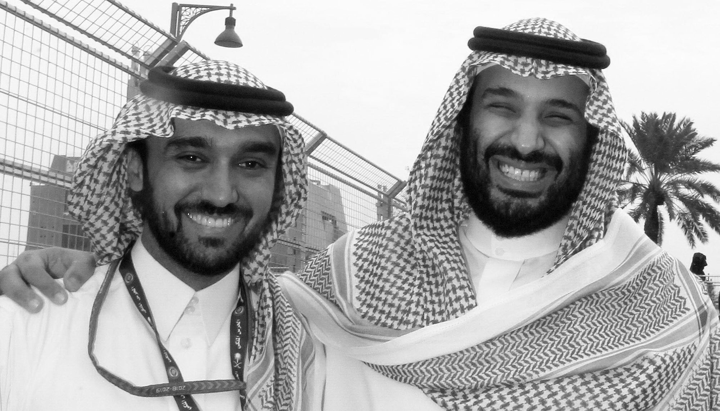 Saudi Minister for Sport Abdulaziz bin Turki bin Faisal Al Saud (left) and Crown Prince Mohammed bin Salman Al Saud.