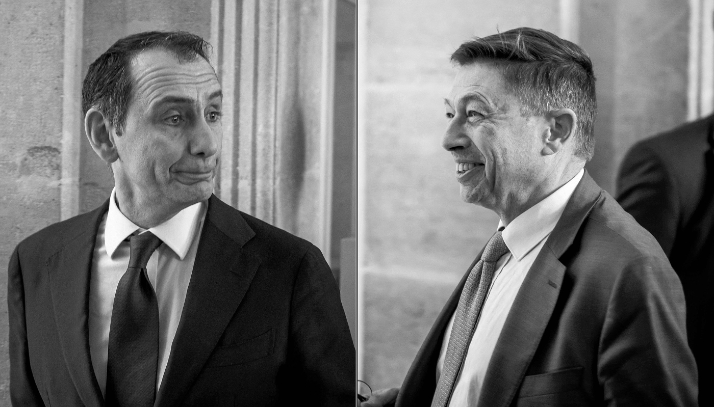 National Rally MP Laurent Jacobelli and The Republicans MP Jean-Louis Thériot.