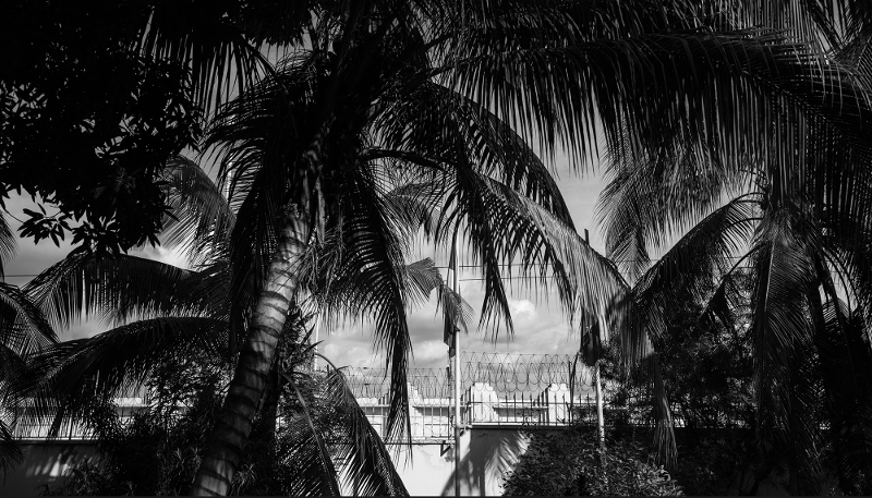 The courtyard of the French embassy in Kinshasa, in the Democratic Republic of Congo.