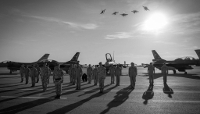 Royal Jordanian Air Force F-16 fighter jets at Muwaffaq Salti Air Base in Jordan.
