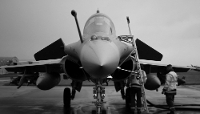 A Dassault Rafale C fighter jet at Montoir-de-Bretagne airport, near Saint-Nazaire, on 19 February 2026. 