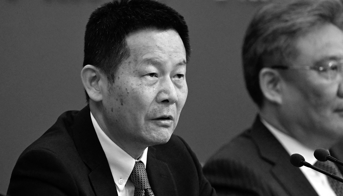 Wu Qing, Chairman of the China Securities Regulatory Commission, in Beijing on 6 March 2024.