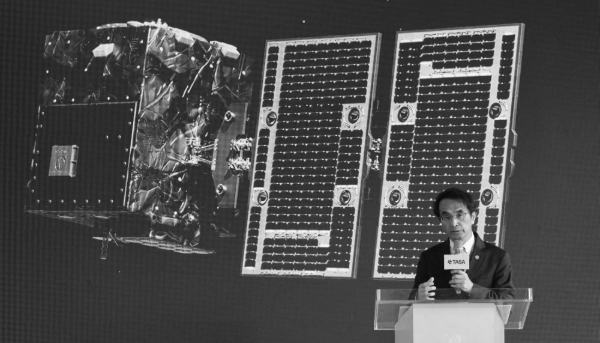 Taiwan Space Agency Director General Wu Jong-shinn, in Hsinchu, on 14 July 2023. 