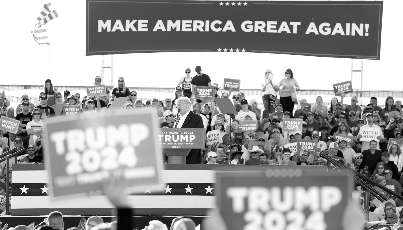 Former US President Donald Trump at a 'Make America Great Again' rally in Texas on 25 March 2023.