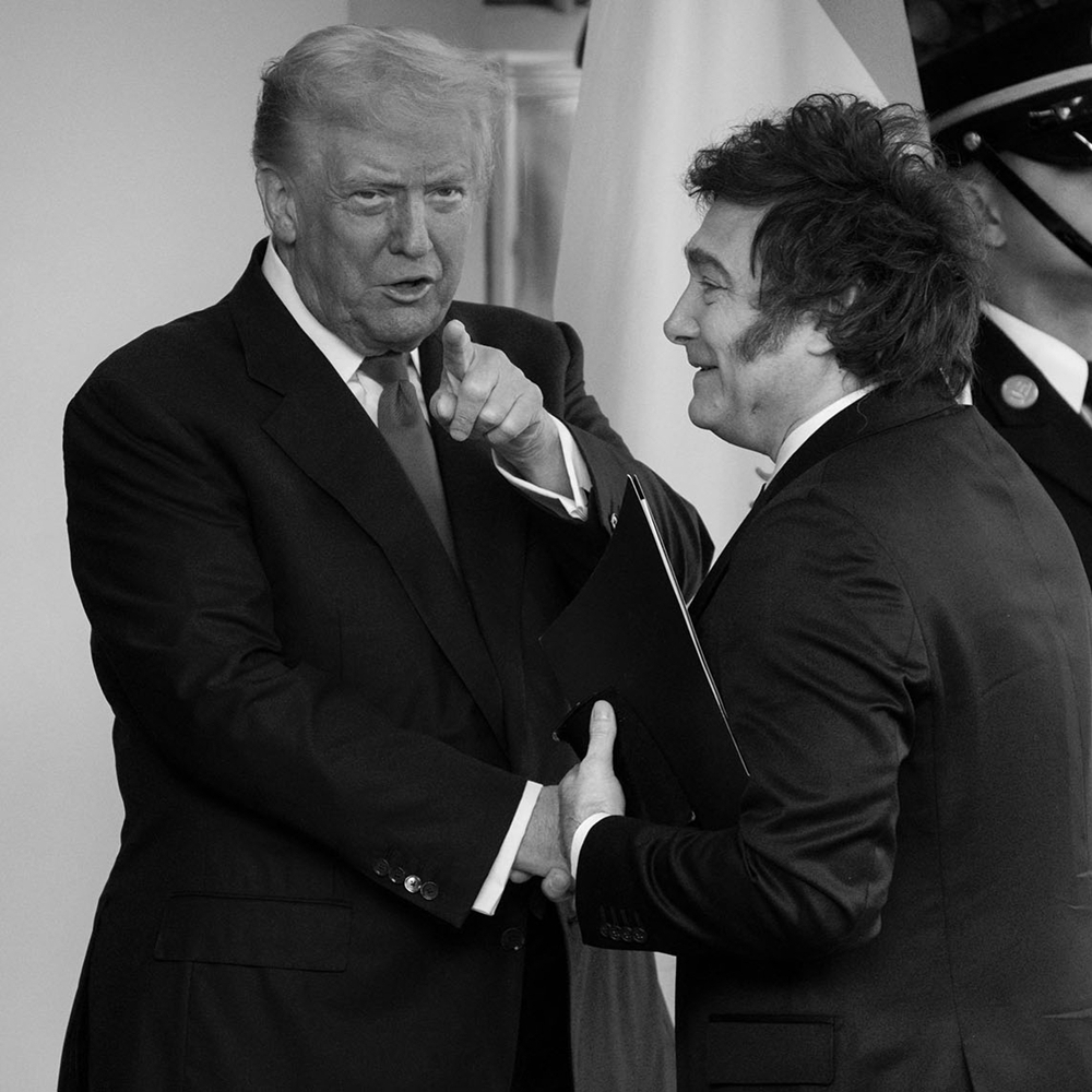 US President Donald Trump and his Argentine counterpart Javier Milei in Washington, on 14 October, 2025.