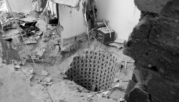A tunnel entrance in the Gaza Strip on 13 September 2024. The surveillance balloons deployed by the Israeli military scan underground and are primarily intended to map Hamas's underground network.
