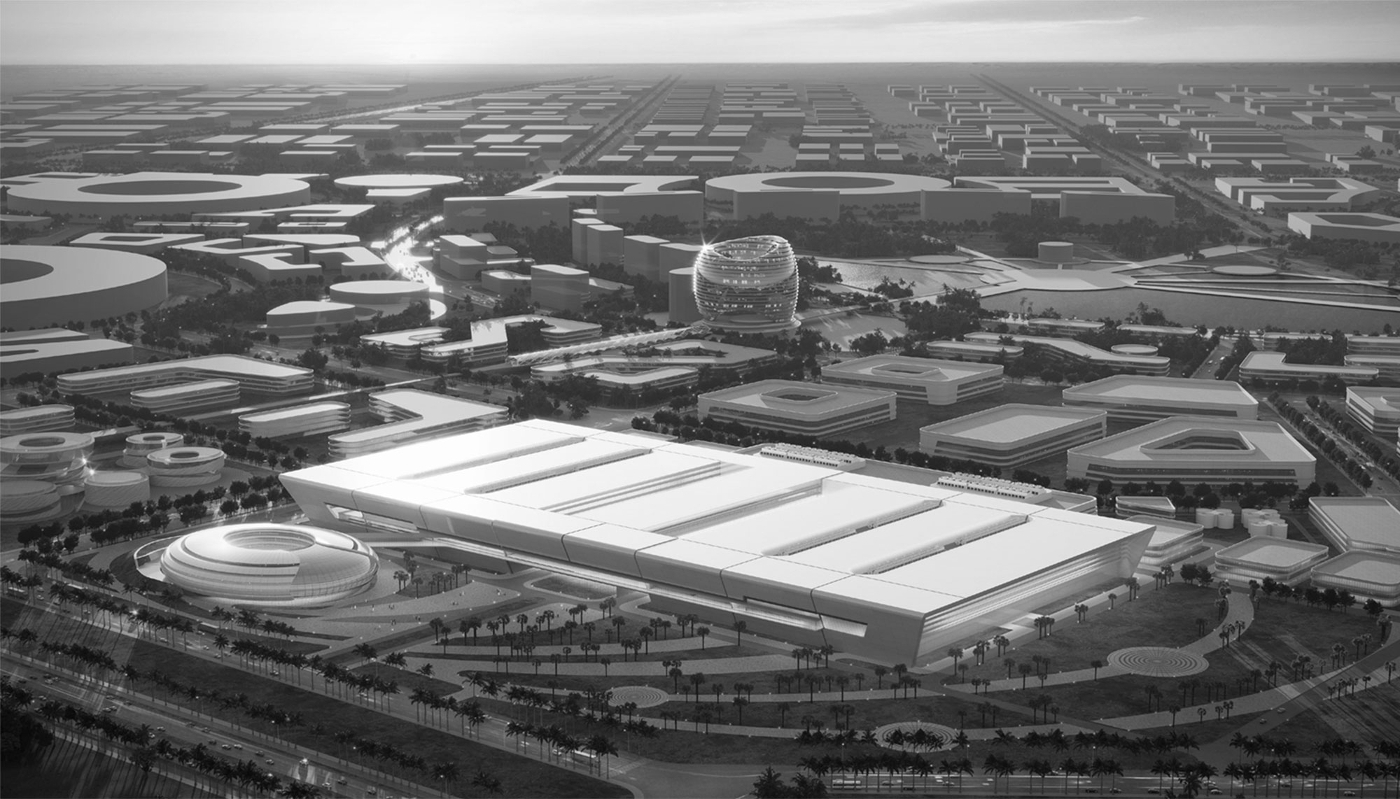 Design rendering for a semiconductor facility which Cosmico planned to build with local and Chinese partners near Khalifa Port, in Abu Dhabi.