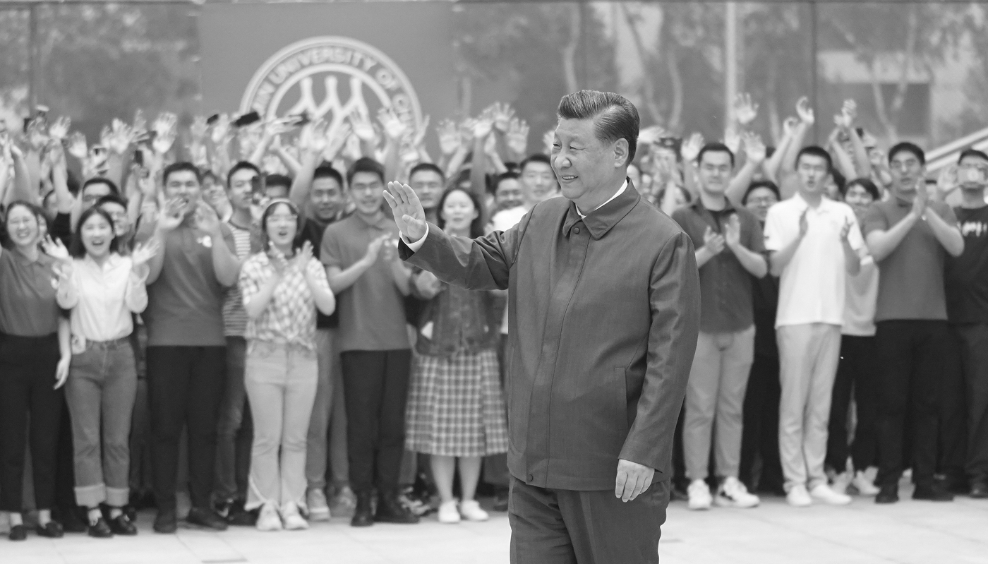 Chinese President Xi Jinping during a visit to Renmin University of China in Beijing on 25 April 2022.